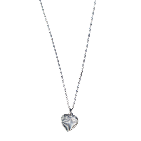 ribbed heart sterling silver petite style necklace, gifts for women, local nz jewellery, free shipping nz wide, designer auckland jewellery, fabulous jewellery for women, gifts of love, love jewellery, heart jewellery