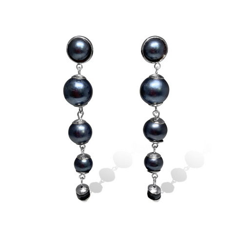 Perle Midnight & Silver Long Earrings