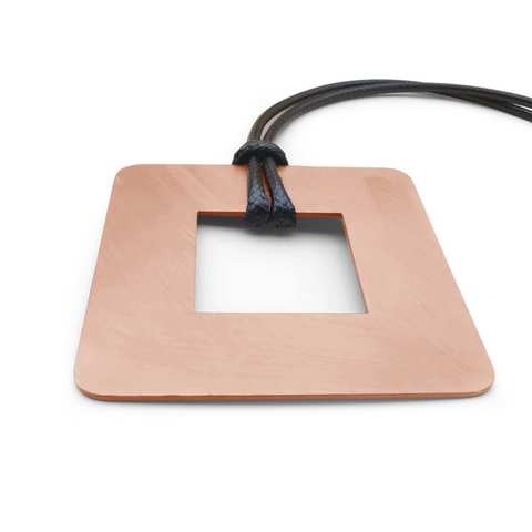 Carre Rose Gold Square Leather Necklace
