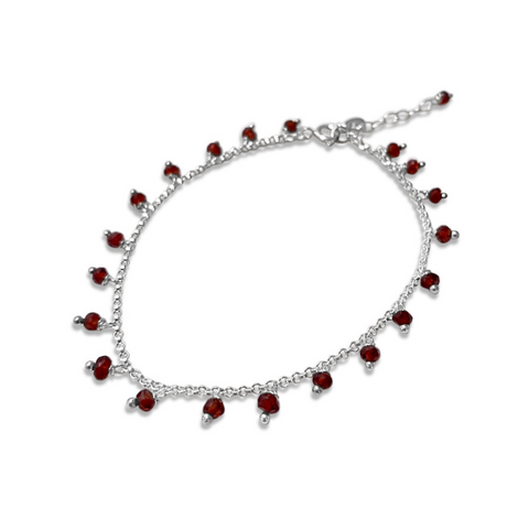 sterling silver chain bracelet with petite rubies, ruby bracelet, ruby and sterling silver bracelet, bracelet, sterling silver jewellery, womens jewellery, fabulous jewellery, red jewellery, fabulous jewellery, beautiful jewellery, red rubies, rubies, high quality jewellery, new zealand jewellery, new zealand designer