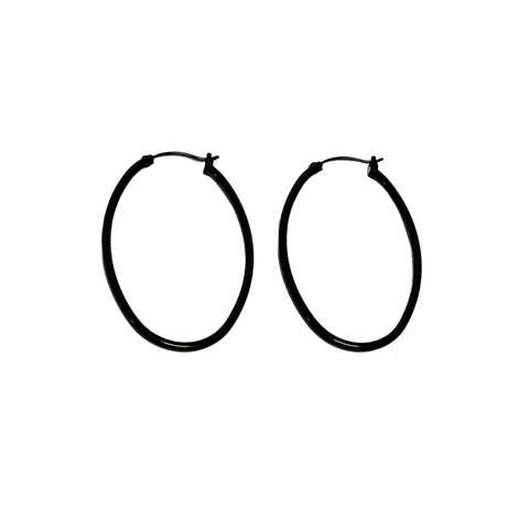 FV Black Oval Hoop Earrings