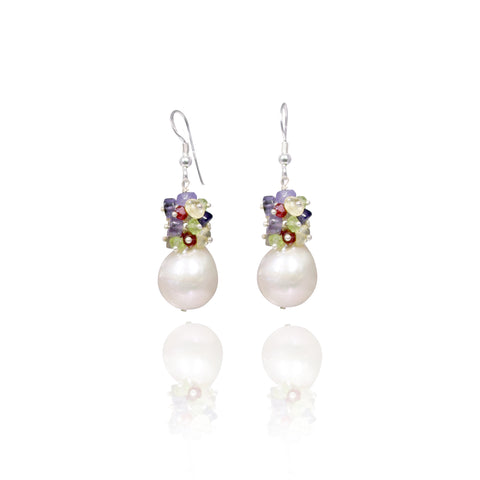 Maria Baroque Pearl & Multi Gem Earrings