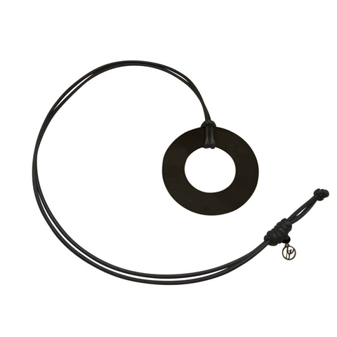 Circula Black Circle Leather Necklace