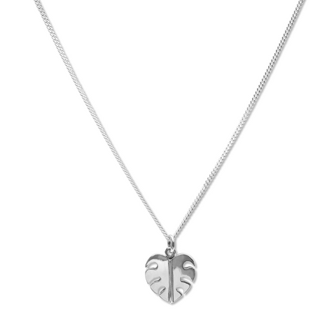 monstera leaf necklace, monstera leaf, short necklace, sterling silver monstera leaf short necklace, sterling silver necklace, necklace for women, jewellery for women, womens jewellery, designed in nz, designer jewellery, unique jewellery, womens fashion, free shipping nz wide, free gift wrapping, gifts for her, gifts for women