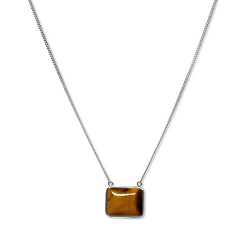 tigers eye necklace, tigers eye stone, tigers eye jewellery, square tigers eye, tigers eye and sterling silver necklce, short necklace, auckland jewellery, designer jewellery, designed in auckland, high quality jewellery, womens gifts, gifts for her, christmas gifts for women