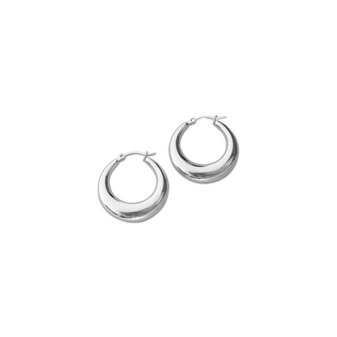 30mm silver hollow hoop earrings, light weight earrings, modern hoop earrings, popular hoop earrings, stainless steel jewellery, stainless steel hoop earrings, womens jewellery, auckland designer, auckland jewellery, new zealand business, auckland business, high quality jewellery, womens fashion, free shipping nz wide