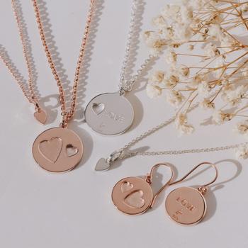 me and you, jewellery set, together, remember, sterling silver, rose gold, two necklaces, necklace, earrings, high quality, nz jewellery, nz designer, nz designed