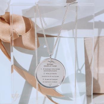 mother, my mother, gift, mothers day, present, necklace, sterling silver, nz jewellery, designer jewellery, engraved, high quality 