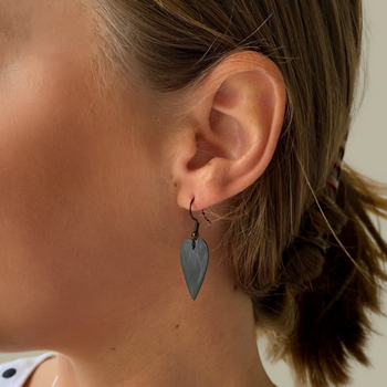 Heart jewellery, small heart, large heart, rose gold heart, yellow gold heart, black heart, silver heart. Necklaces and earrings. Two hearts, designed in NZ, NZ designer, designer jewellery, NZ jewellery