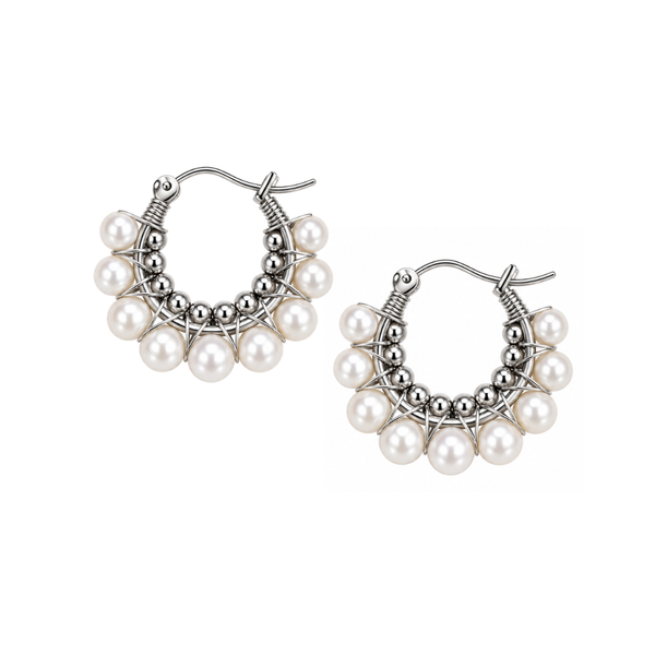 Steel Me Silver Libby Pearl Earrings