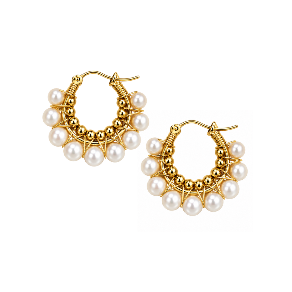 Steel Me Gold Libby Pearl Earrings