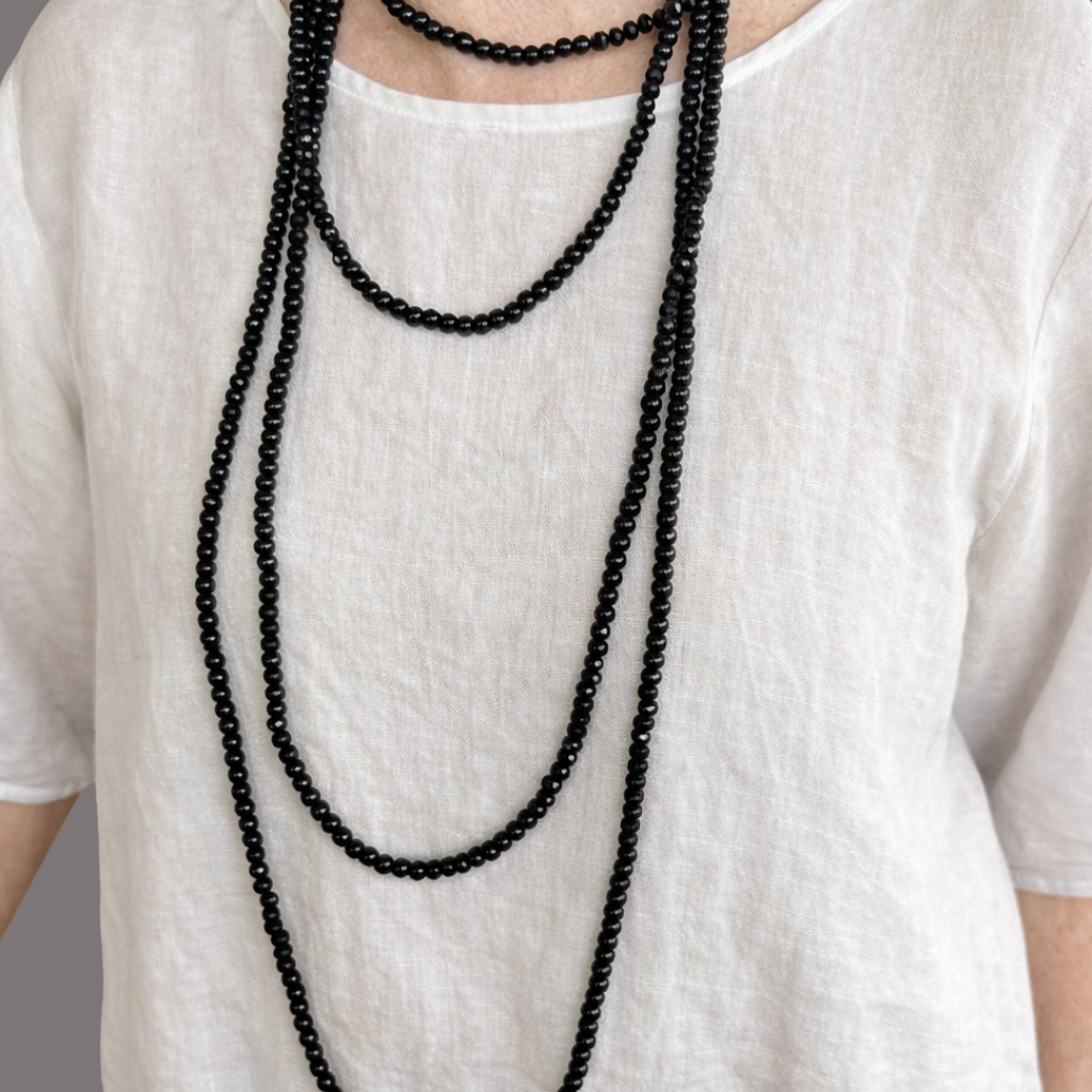Black Edit Black Bead Long Necklace