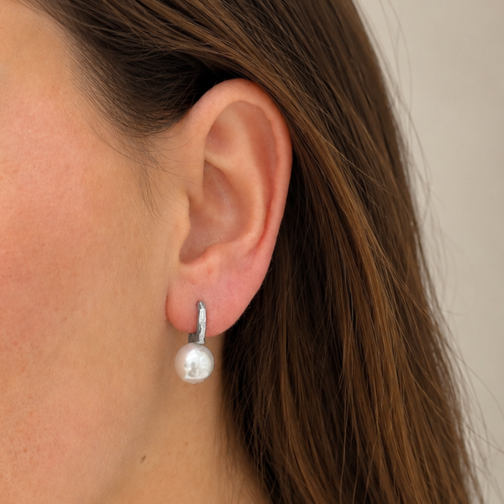 Steel Me Silver Pascaline Pearl Earrings