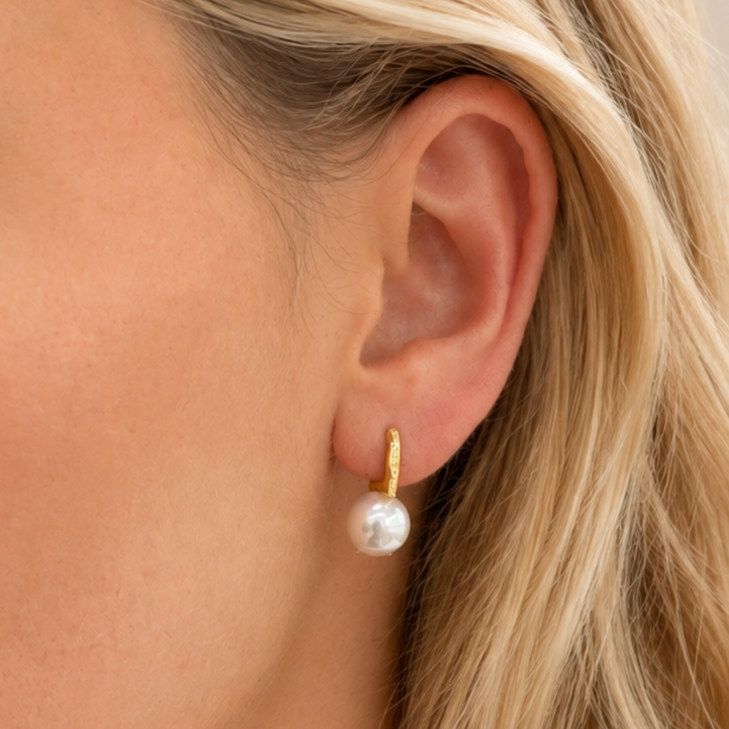 Steel Me Yellow Gold Pascaline Pearl Earrings