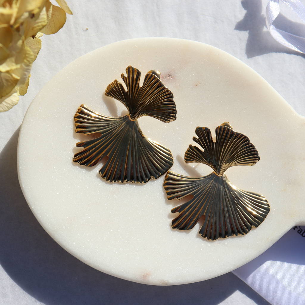 Steel Me Yellow Gold Fan Club Earrings