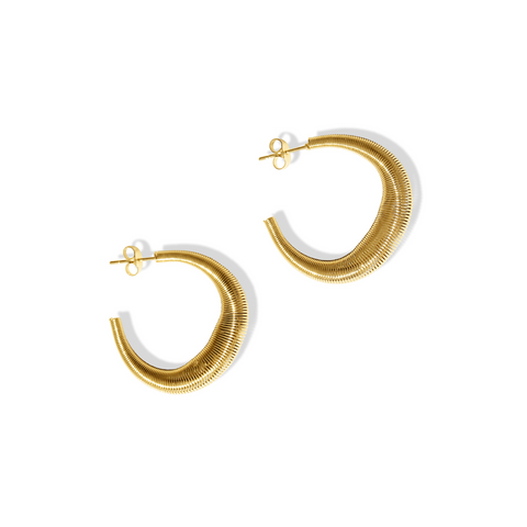 Steel Me Yellow Gold Spring Earrings