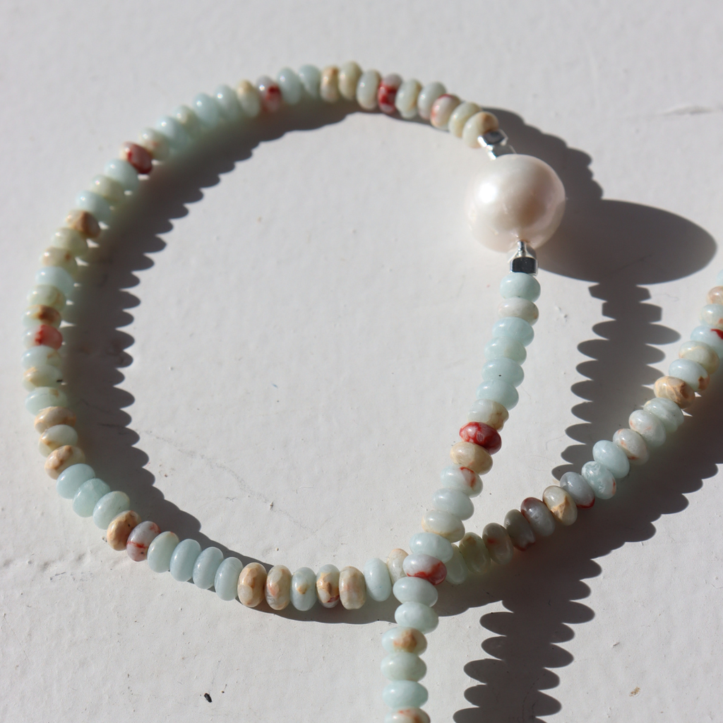 Silver Perle Shoushan & Fresh Water Pearl Necklace