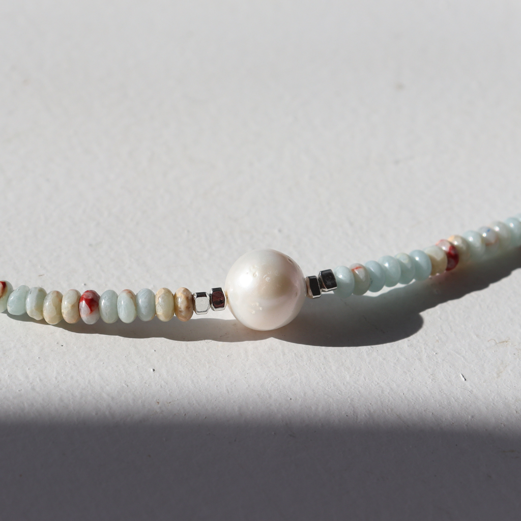 Silver Perle Shoushan & Fresh Water Pearl Bracelet