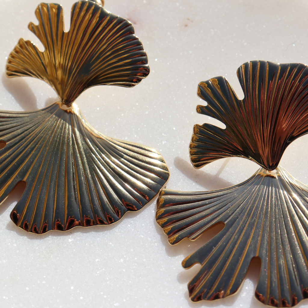 Steel Me Yellow Gold Fan Club Earrings