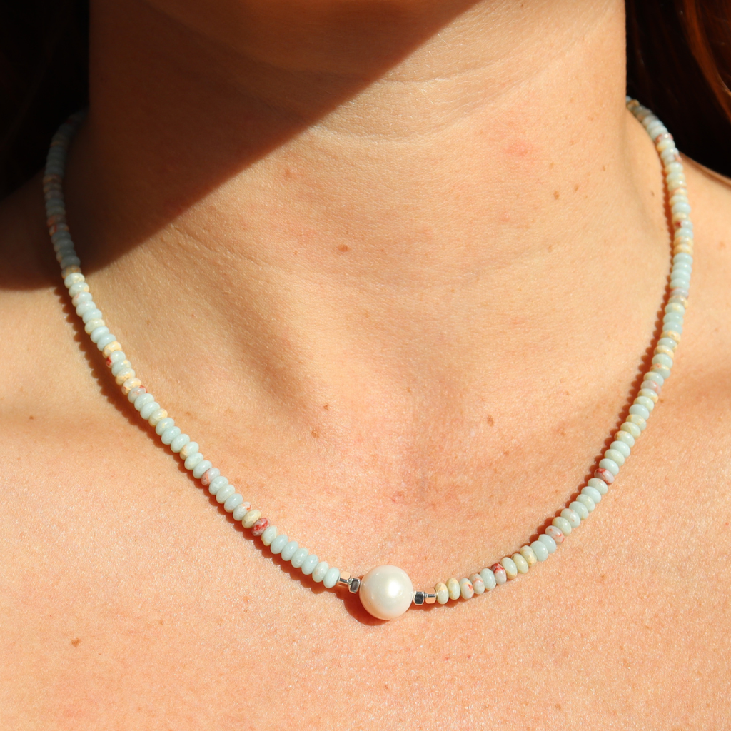 Silver Perle Shoushan & Fresh Water Pearl Necklace