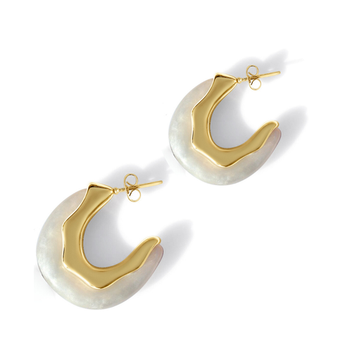 Steel Me White Resin Earrings