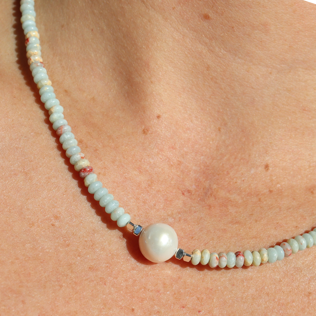 Silver Perle Shoushan & Fresh Water Pearl Necklace