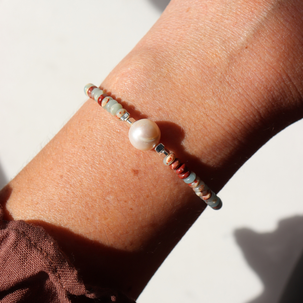 Silver Perle Shoushan & Fresh Water Pearl Bracelet