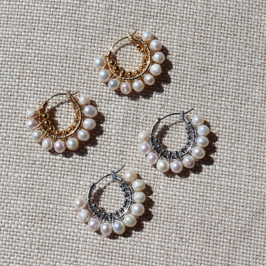 Steel Me Silver Libby Pearl Earrings