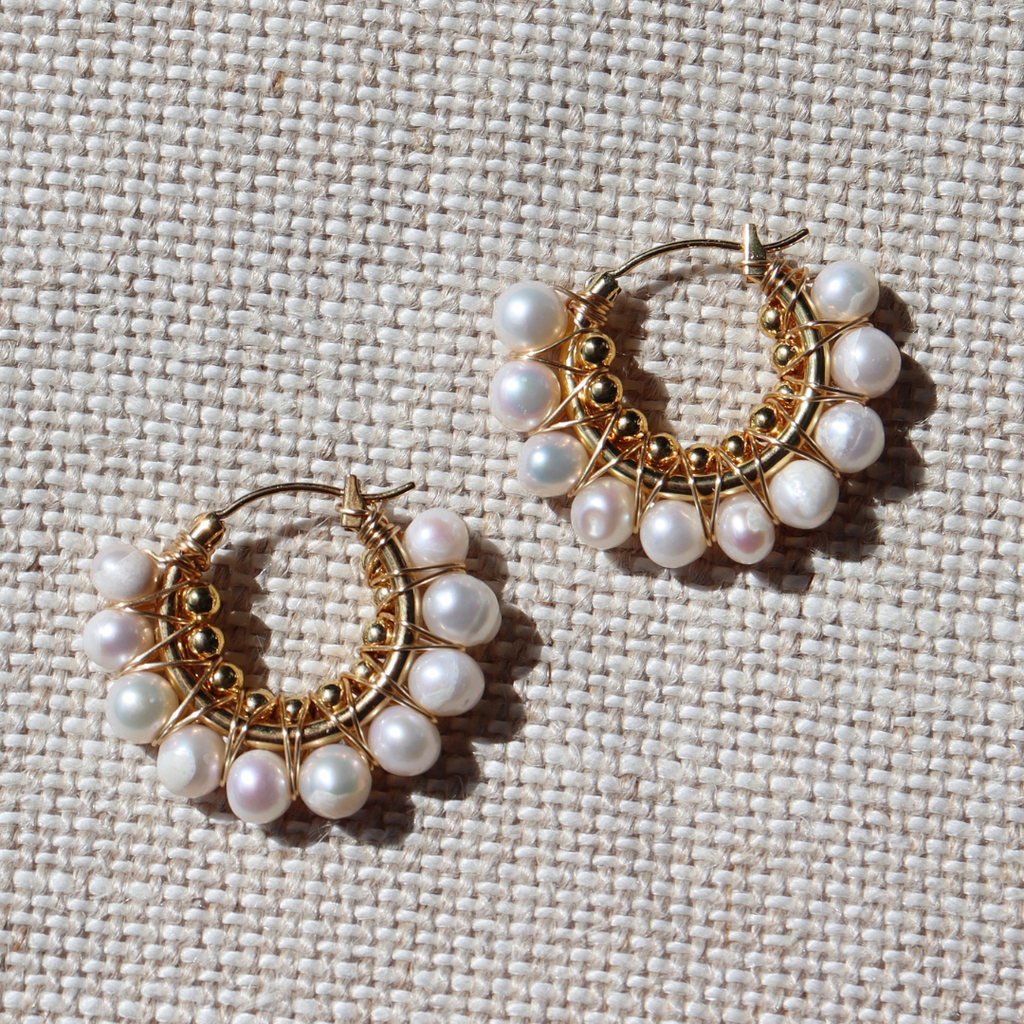 Steel Me Gold Libby Pearl Earrings