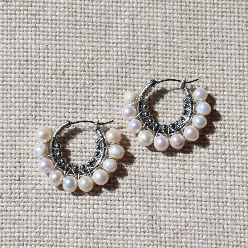 Steel Me Silver Libby Pearl Earrings