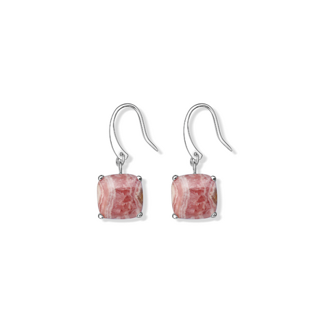 La Stele Rhodochrosite Dome Earrings