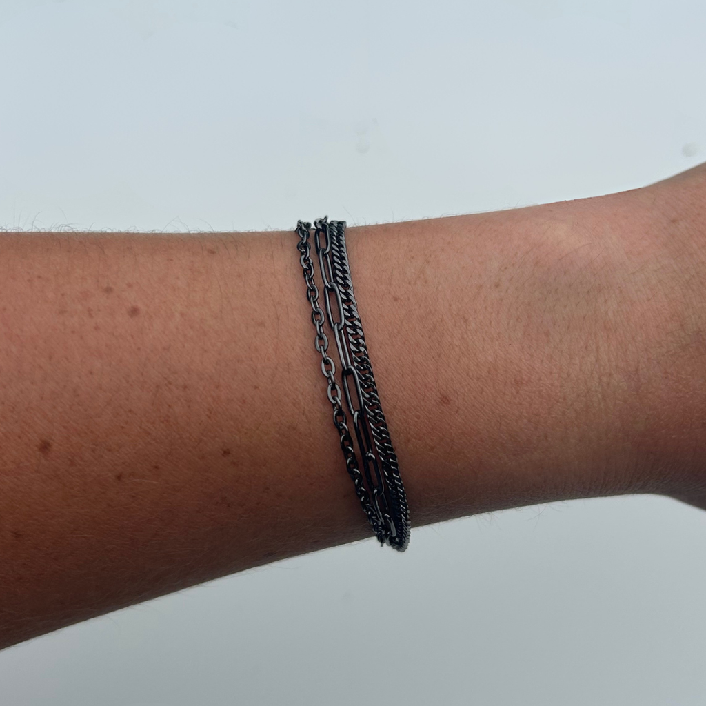 Steel Me Black 3 Chain Bracelet