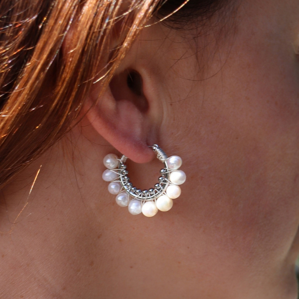 Steel Me Silver Libby Pearl Earrings
