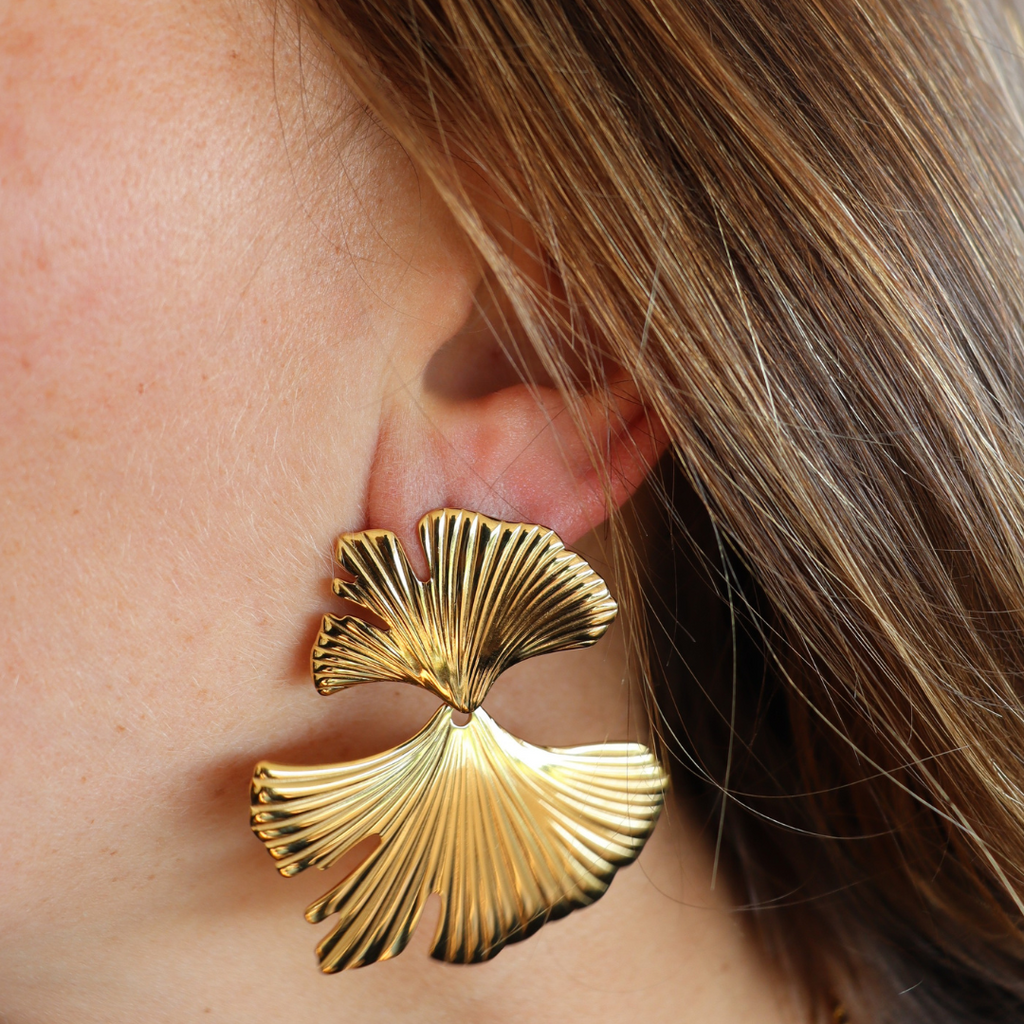 Steel Me Yellow Gold Fan Club Earrings