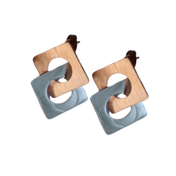 Carre Rose Gold & Silver Stud Earrings