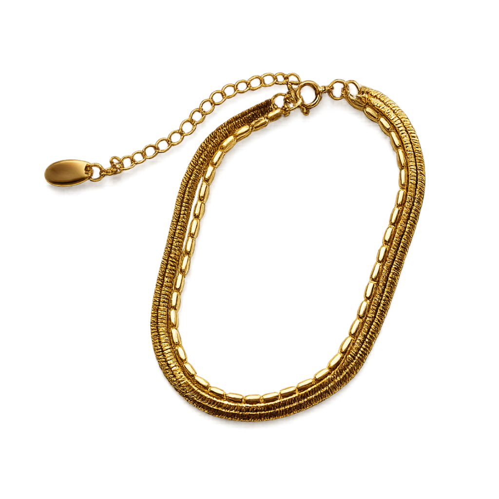 Steel Me Double Chain Gold Bracelet