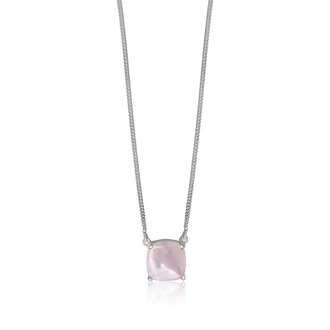 La Stele Rose Quartz Square Dome Necklace