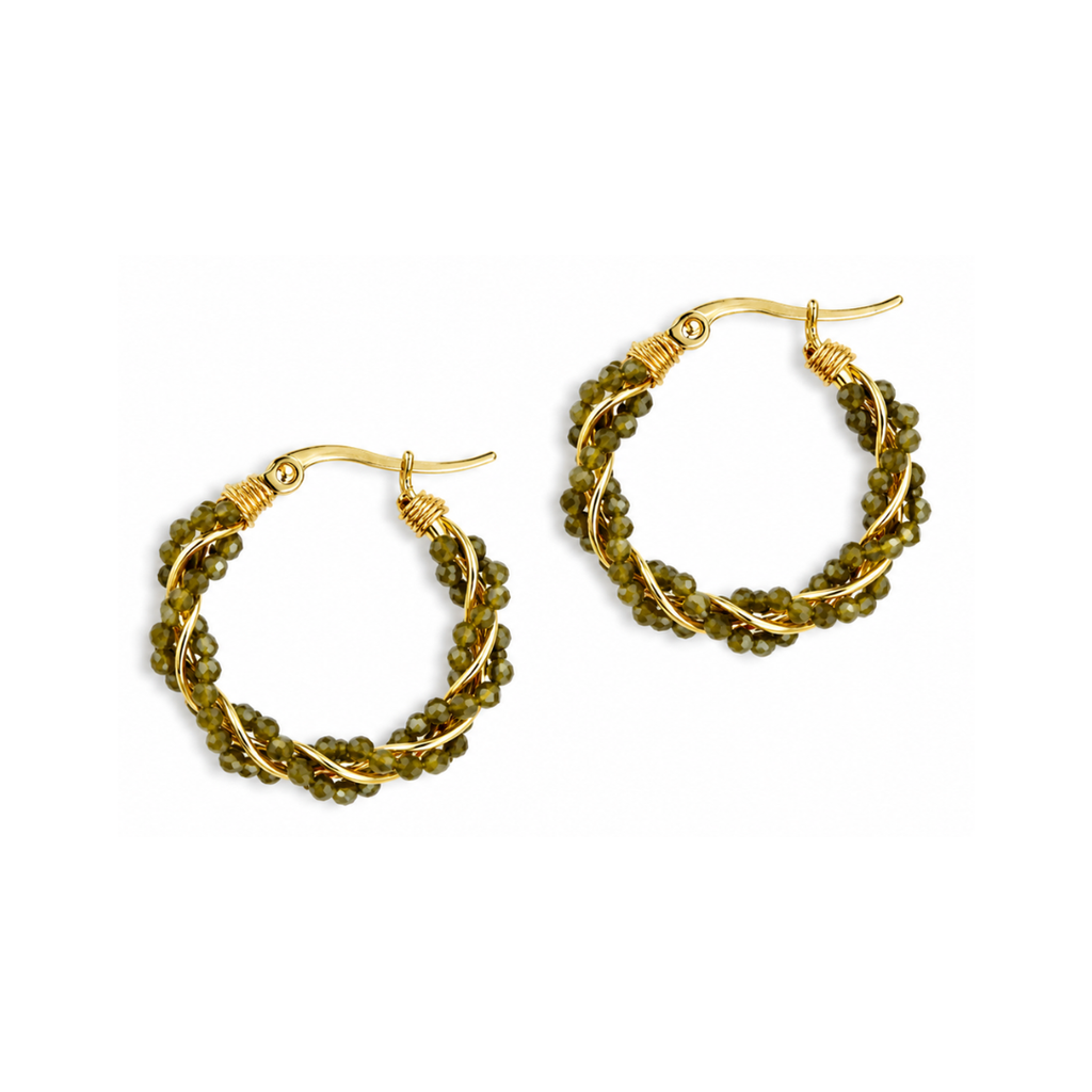 Steel Me Hunter Green Twist Earrings