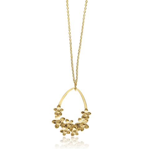 Steel Me Yellow Gold Flower Necklace