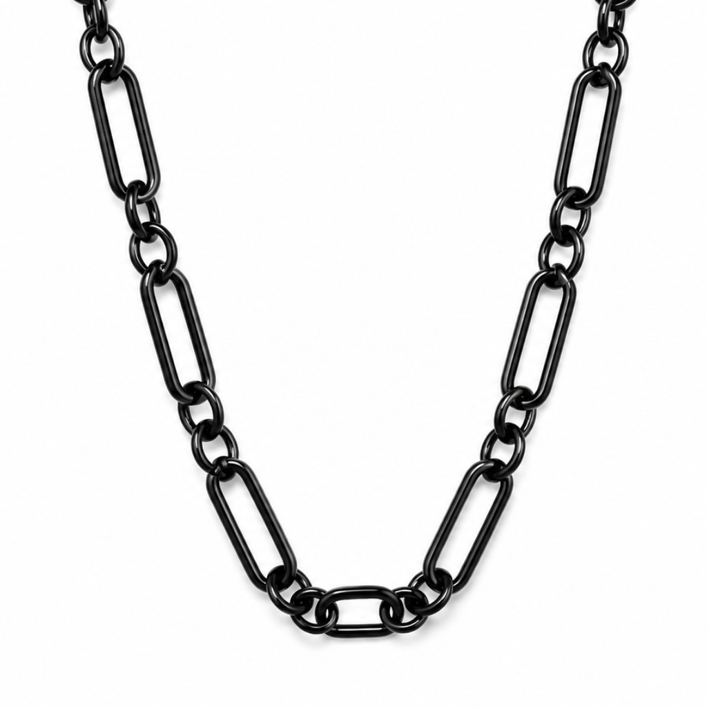 Steel Me Black Figaro Chain Necklace