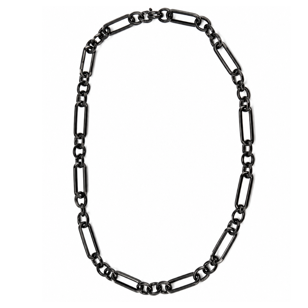 Steel Me Black Figaro Chain Necklace