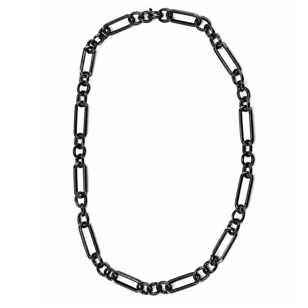 Steel Me Black Figaro Chain Necklace
