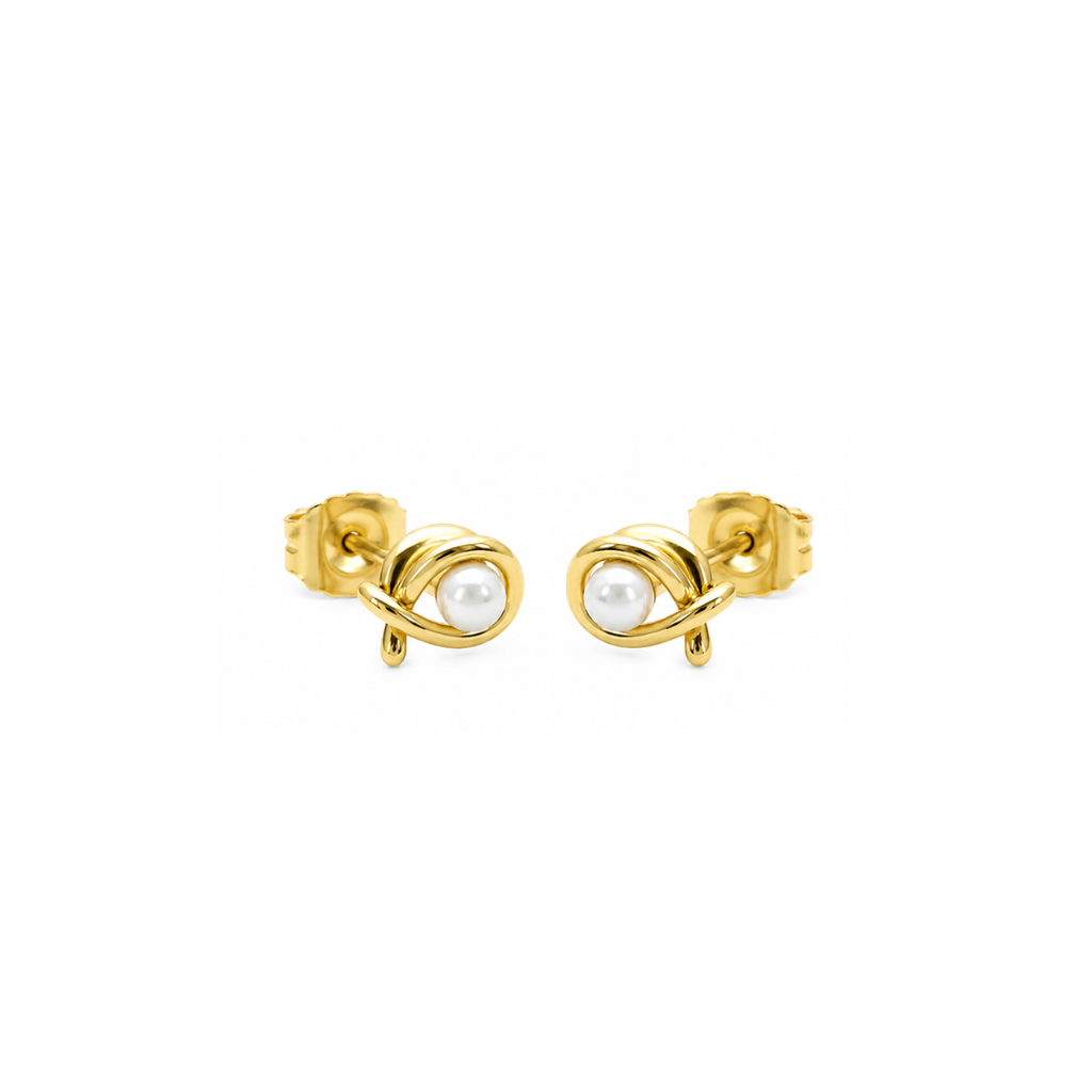 Steel Me Yellow Gold Fish Studs