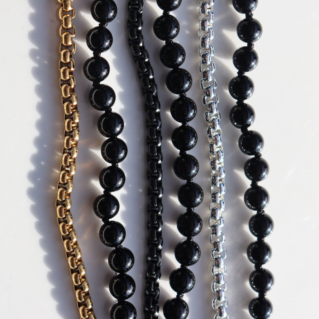 The Black Edit Black Onyx & Black Chain Bracelet