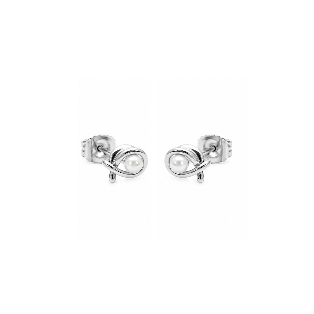 Steel Me Silver Fish Studs