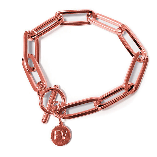 Steel Me Rose Gold Wide Link Paperclip Chain Bracelet