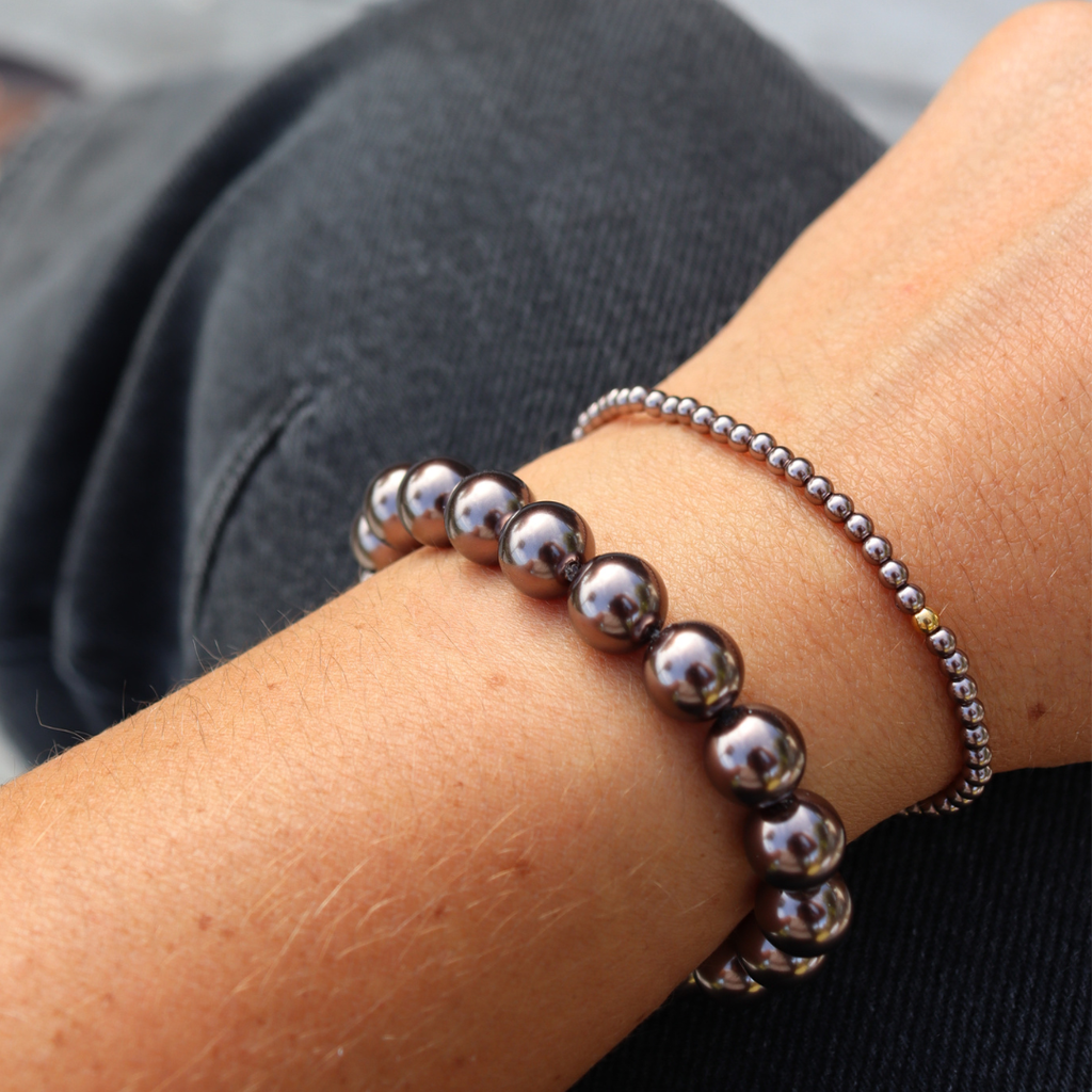 Perle Petite Mocha Pearl Stretchy Bracelet