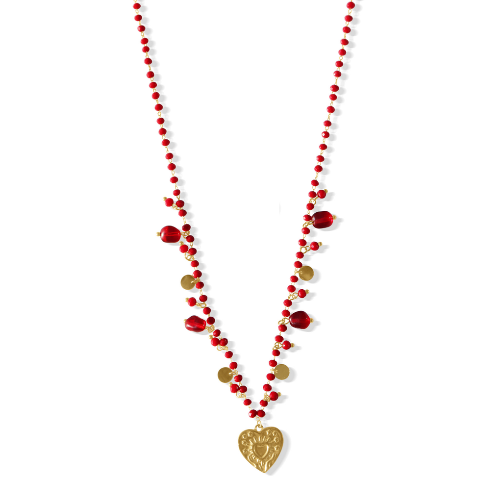Steel Me Boho Red Necklace