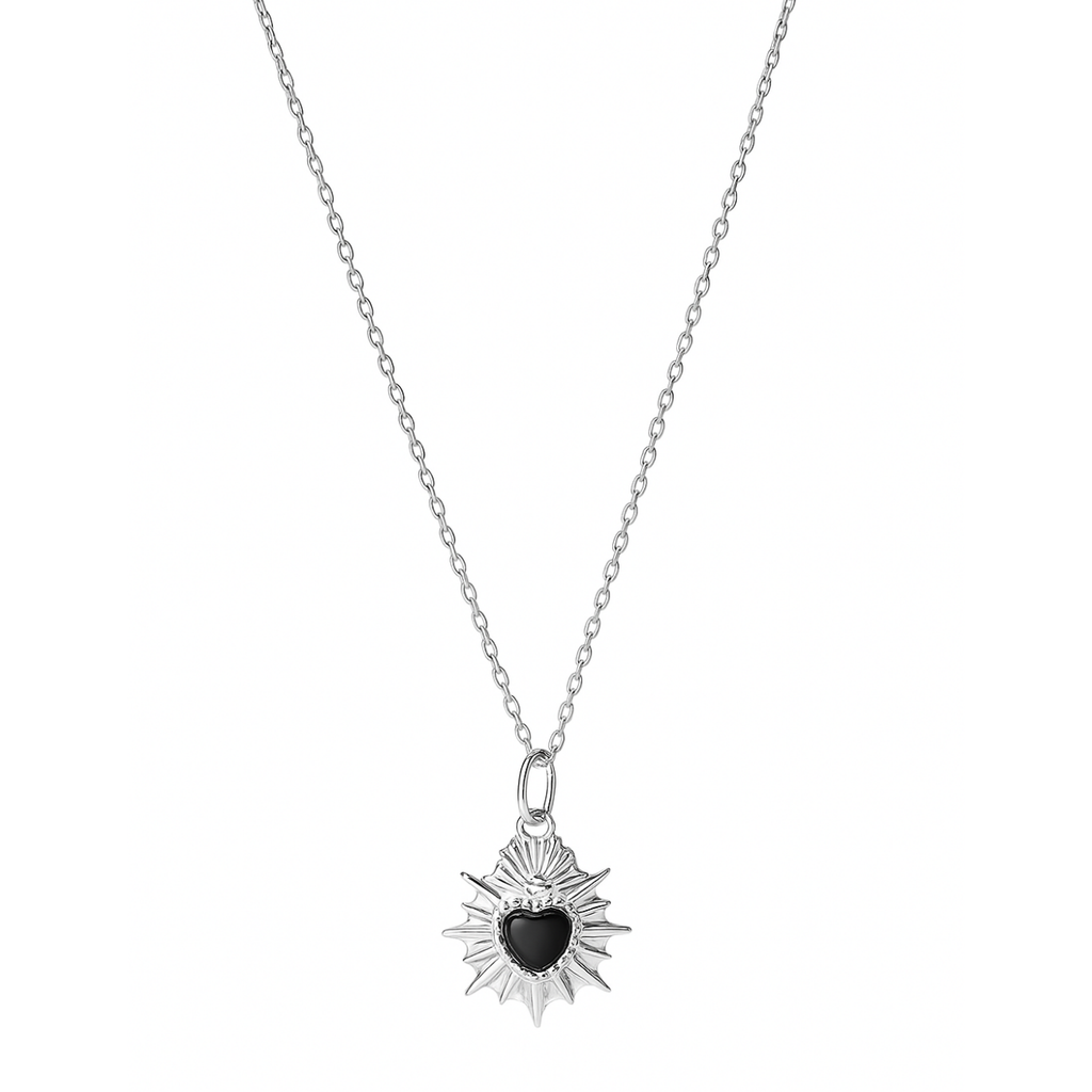 La Stèle Black Onyx Heart Necklace
