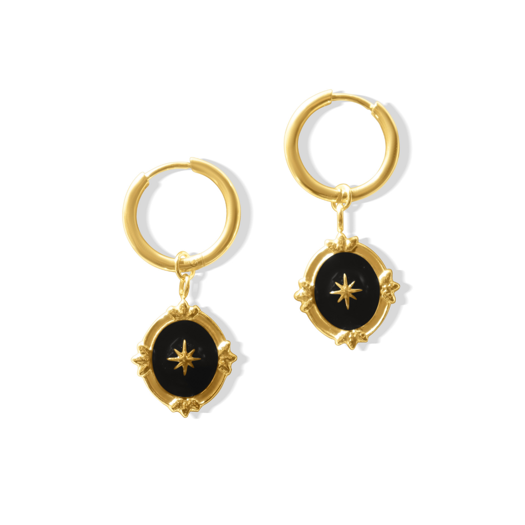 Steel Me Boho Black Star Earrings